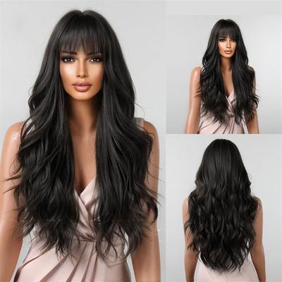 Parrucca Popolare per Capelli Parrucche Lunghe e Folte Colore Naturale & Parrucca Capelli Intera Frangia Lunga Ricci