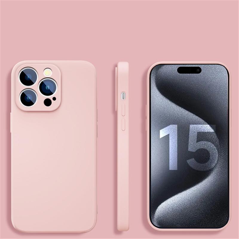 Handyhülle für iPhone 15 Pro Max, Hautgefühl, weiche quadratische Flüssigsilikonhüllen für iPhone 15 Pro Max Plus 15pro 15promax 15plus, stoßfeste Rückseite