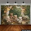 2D Whimsical Woodland Baby Bear Backdrop 2D Flat Print for Baby Showers, Christenings, and Kids Events