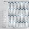 Striped Fabric Bathroom Shower Curtain-Modern Simple Polyester Waterproof Blue Grey Abstract Line Pattern With Hook