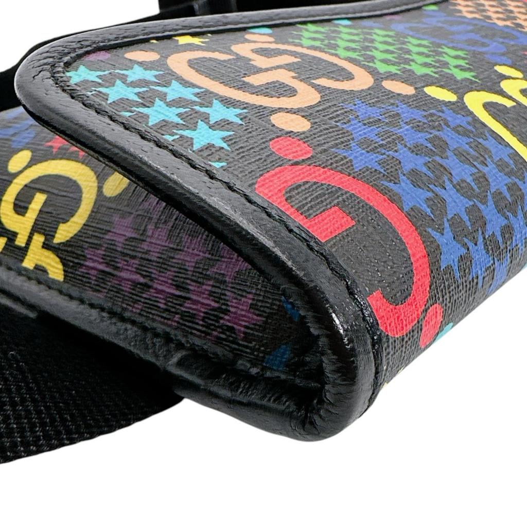 Gucci Cross Body Sling Bag GG Psychedelic Waist Bag Waist Pouch Leather Used