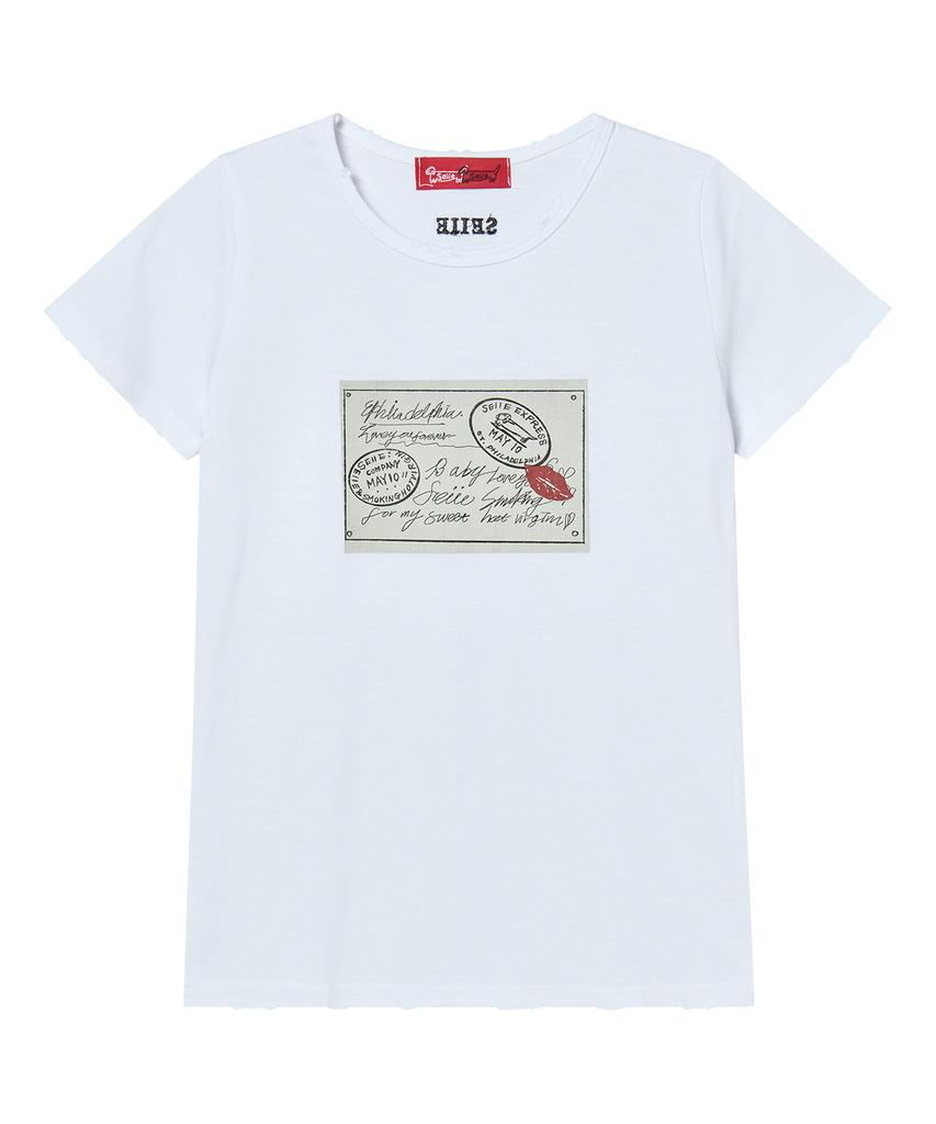 Seie Stamp Destroyed Damage Tee White
