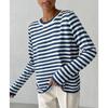 Autumn Fashion Knitted O-neck Striped Sweater Women Vintage Classic Ladies Pullover Casual Long Sleeve Loose Sweater Top 29674