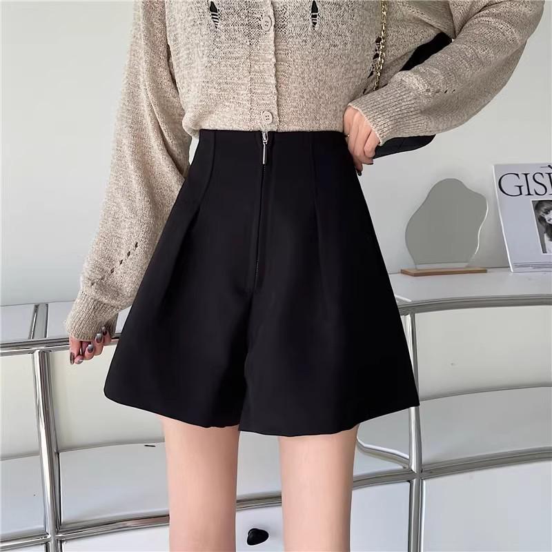 

Plus Size Women s High Waist A-Line Suit Shorts - Casual Loose Fit, Off-White, with Zipper. 4XL