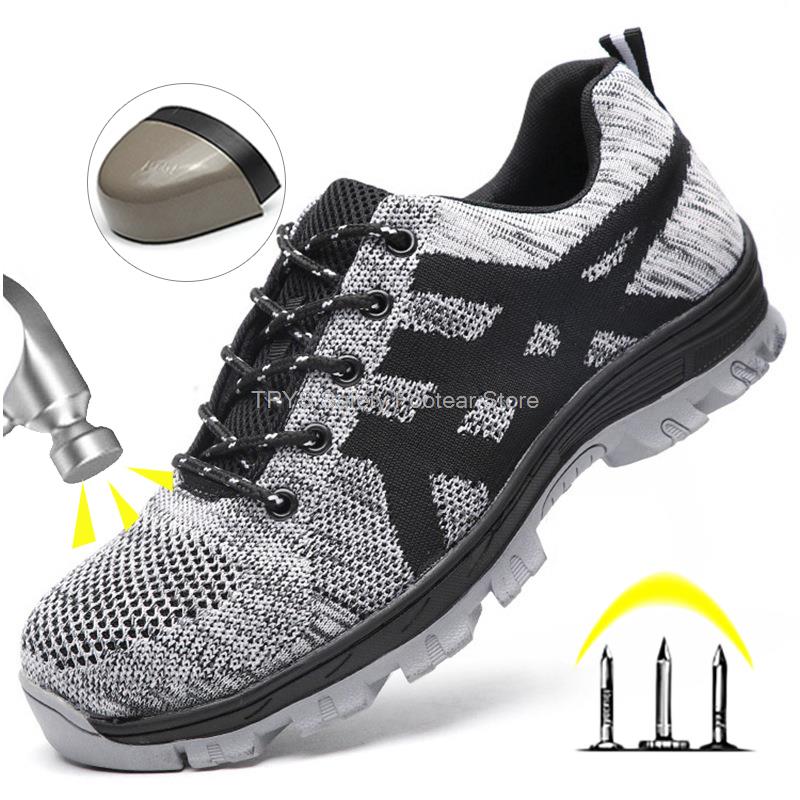 

Неразрушимая мужская обувь, защитная обувь с защитой от проколов, рабочие кроссовки, мужская походная обувь, небьющаяся обувь со стальным носком, защитная обувь