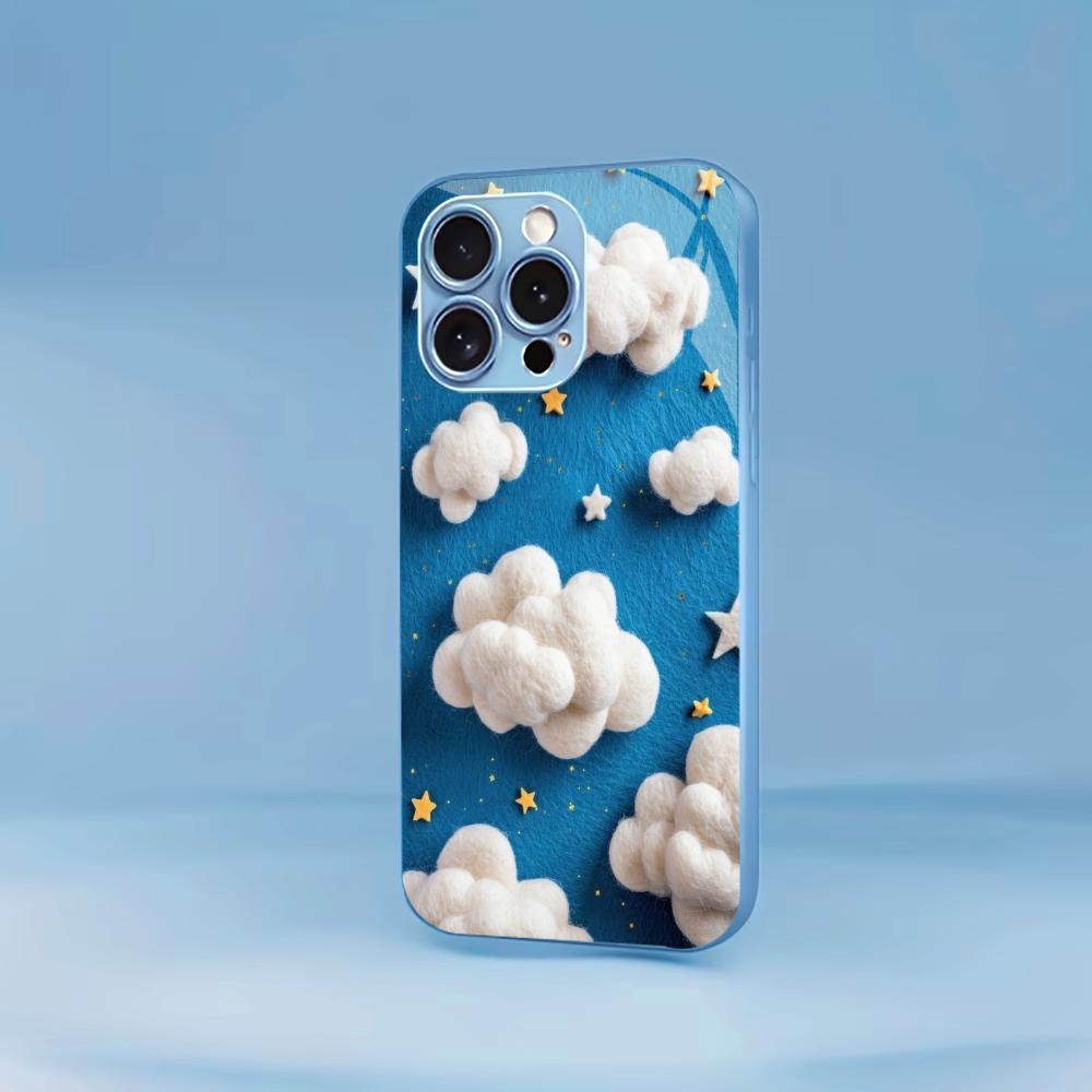 Dreamy Blue Sky Cloud Print for iphone 17 case for coque iphone Fashion Case fundas Glass for iPhone 17 16 15 14 13 pm Pro Plus