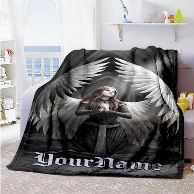 Gothic Illustrations Personalized Text Blanket Throw Personalized Blanket Durable Comfort Great for Picnics Home Decor Sofa Office for All Occasions