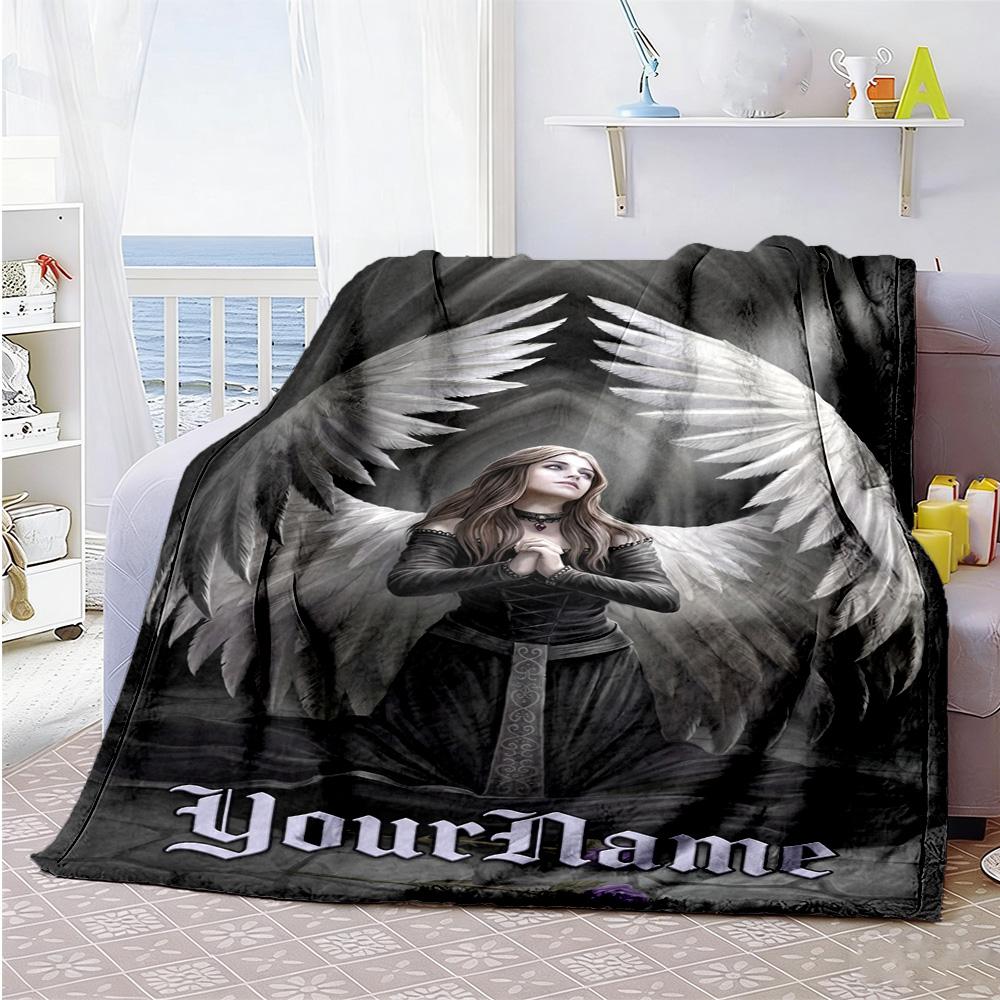 Gothic Illustrations Personalized Text Blanket Throw Personalized Blanket Durable Comfort Great for Picnics Home Decor Sofa Office for All Occasions