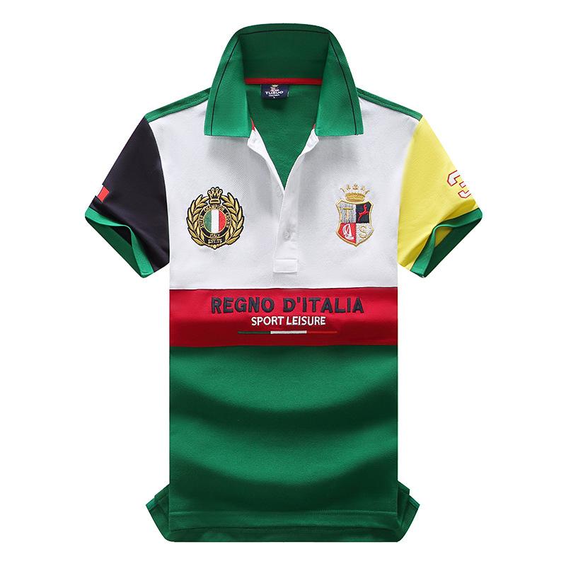 Men's Short Polo Shirt Preppy Style Royal Elite Noble Leisure Sports Embroidery Cotton Tops