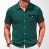 Men's Knit Shirts Short Sleeve Button Down Polo Shirt Summer Beach Knitted Casual Shirt Tops Breathable Lightweight Vacation Vintage Shirts for Male