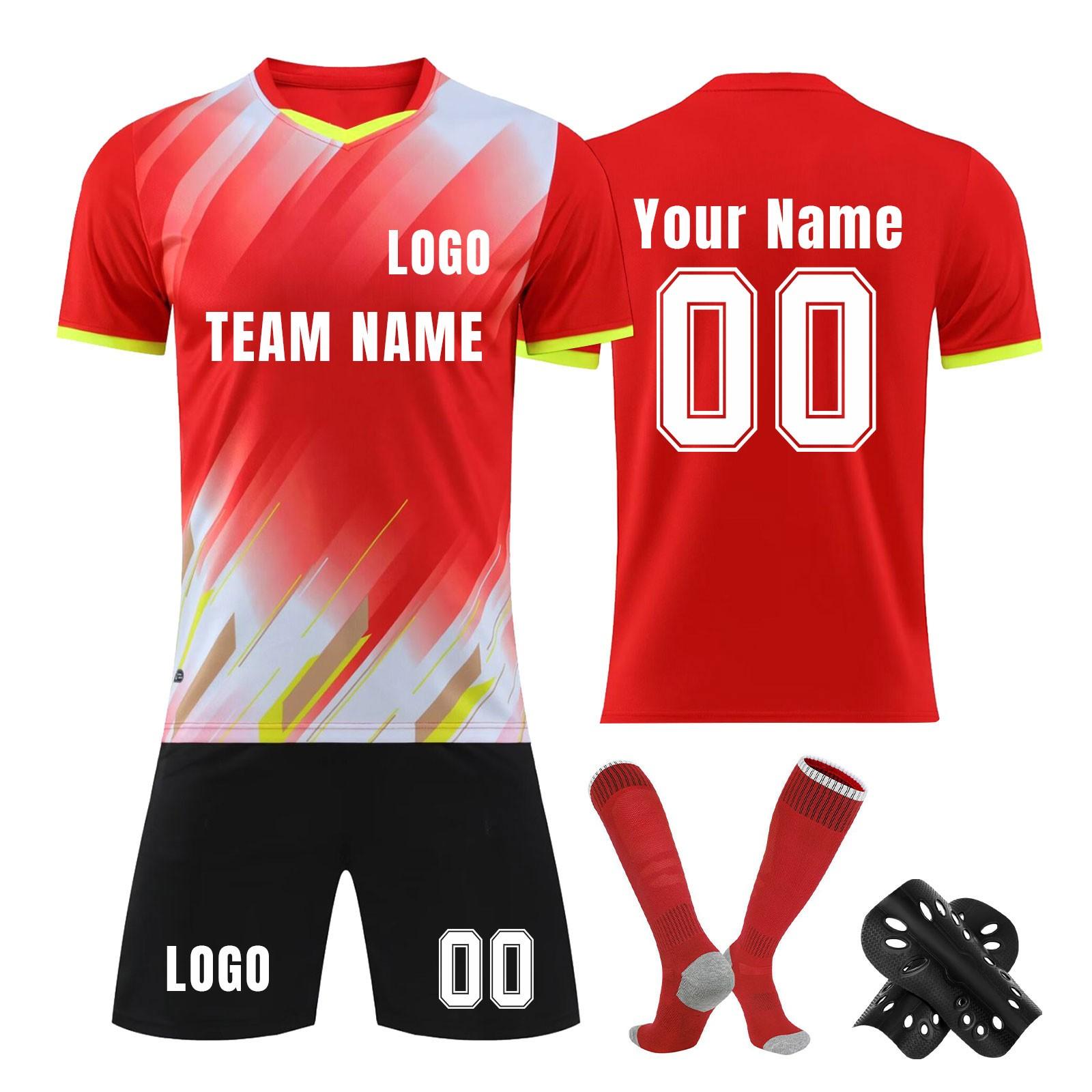 

Комплект персонализированных рубашек для мужчин и девочек с именем и номером, футбольные майки на заказ для мальчиков, тренировочный костюм S красный