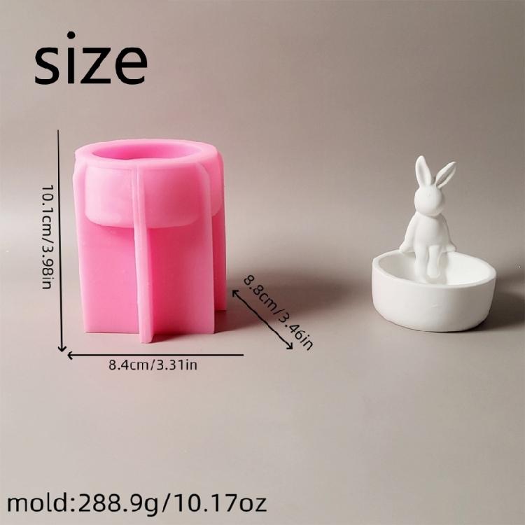 Cartoon Animal Candlestick Silicone Molds Ornament Rabbits Candle Holder Molds for Candle Holder Making Plasters Mould