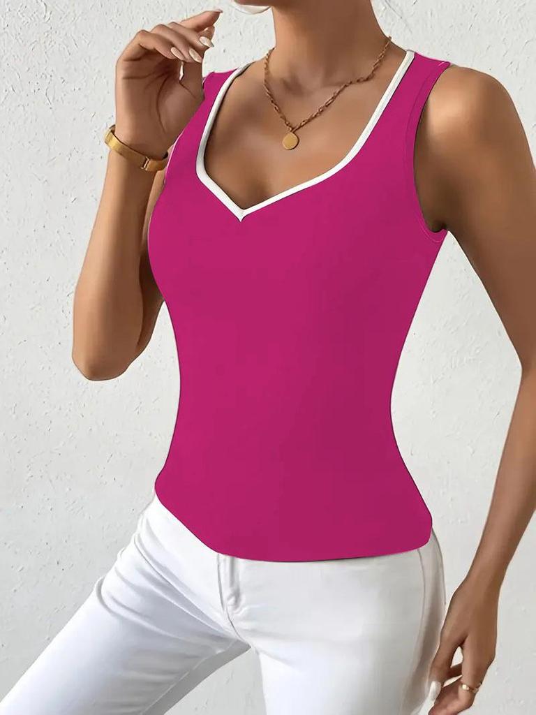 New Black & White V-Neck Fashion Camisole: Casual, All-Season Style