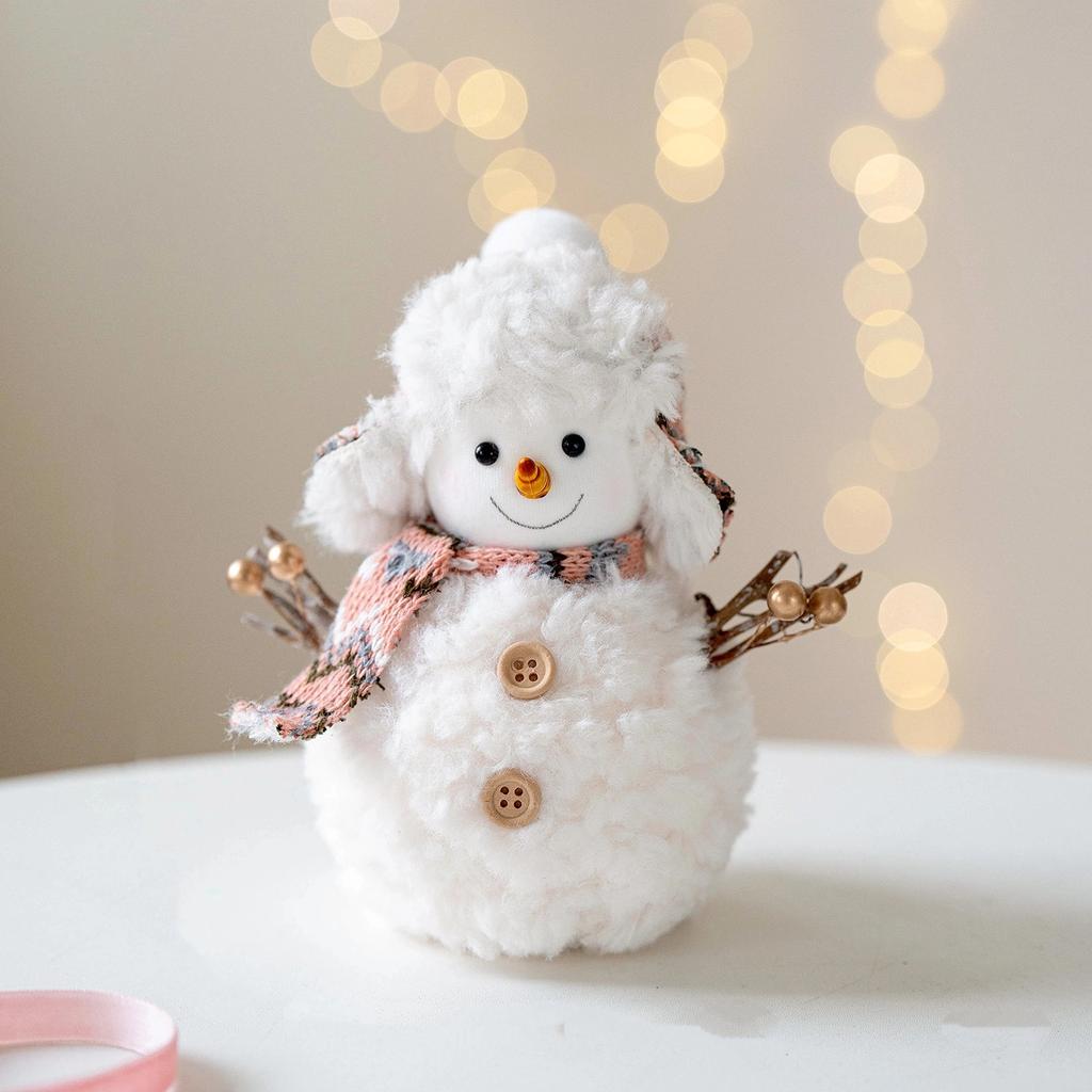 Plush Knit Christmas Snowman Figurine Doll Decoration Christmas Ornaments For Tabletop Holiday Atmosphere Decor