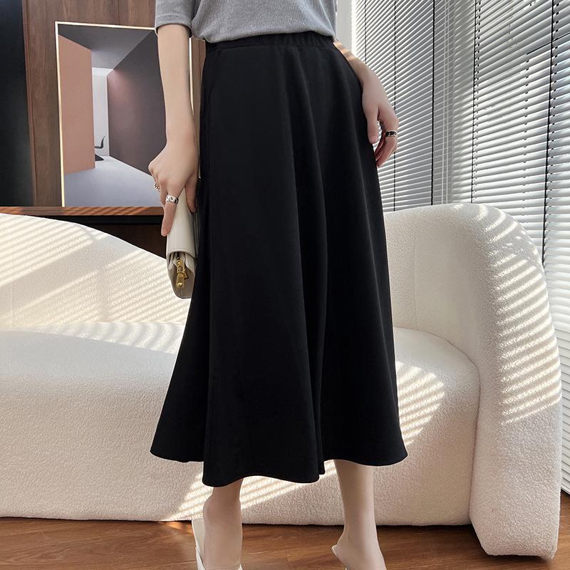 

2025 New Autumn/Winter Red-Brown Mid-Length A-Line Pleated Skirt for Women XL