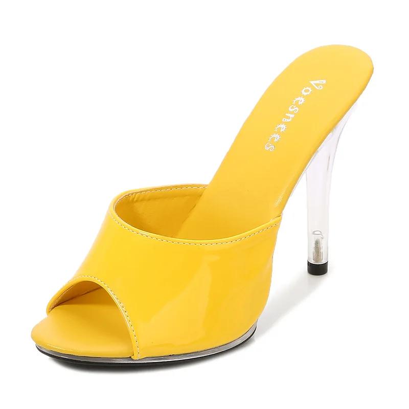 2025 new 35-43 sexy super high heels 11CM high nightclub transparent slippers sex shoes plus-size shoes