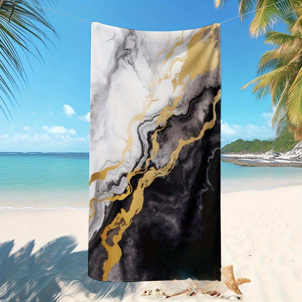 

Elegant Black and Gold Marble Print Bath Towel - Perfect for Summer Vibes, Ultra Soft and Absorbent, Quick Dry, Stylish Design 50x100cm