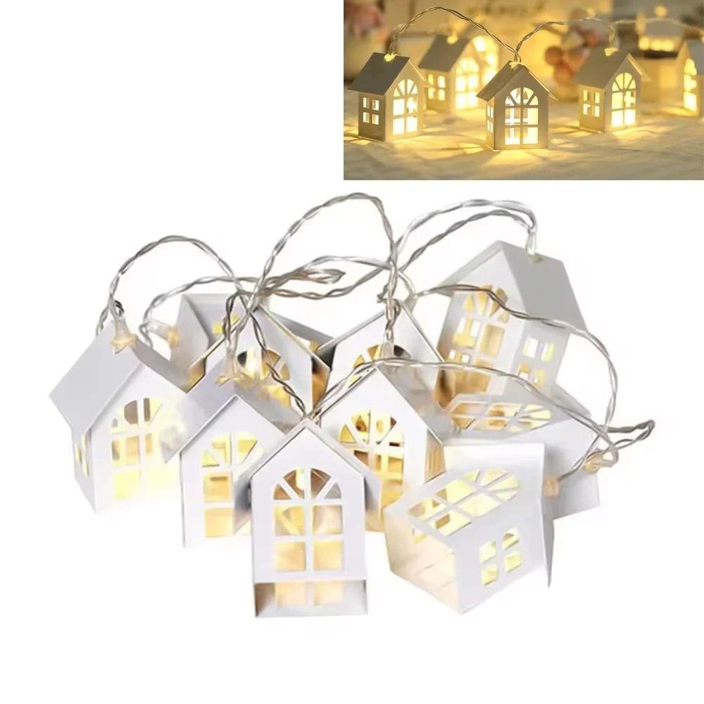 Warm White Christmas LED String Lamp 10 LED Lights Waterproof Mini Wood House Lamp String USB/Battery Operated 2M Length