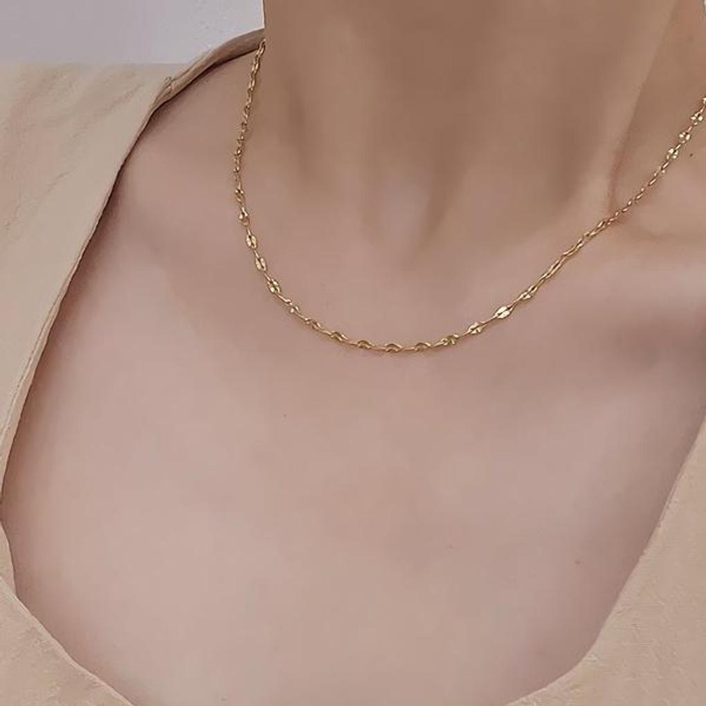 Women's Accessories Cutting One-Line Gold Necklace
