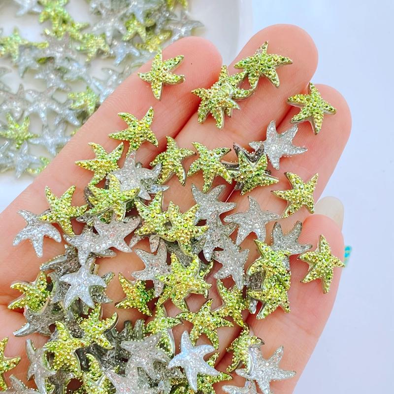 100Pcs New Cute Resin 8mm Cartoon Small Starfish Series Flat Back Fit Phone Deco Parts Embellishments for Hair Bows Accessories