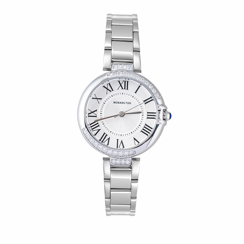 Ladies Watch Fashion Pointer Roman Face Diamond Quartz Waterproof Steel Belt Temperament Watch