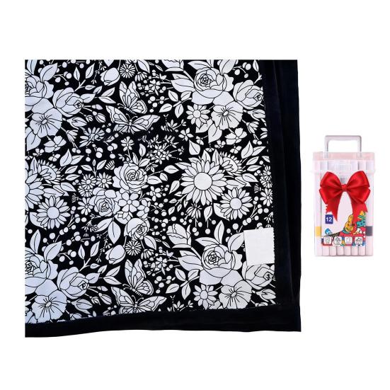 DIY Coloring Blanket Color Your Own Blanket Art Project with Markers Washable Color Art Craft Throw Blanket for Home Decor Holiday Party Activity