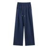 Casual Pants, Women's Stretched-waist Drawstring Wide-leg Pants, Loose and Slimming Pants for Early Autumn, Straight-leg Pants and Flip-flops