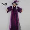 Halloween Flying Witch Decoration Outdoor Hanging Witch Statue with Light Large Screaming Witch Prop for Garden Yard Lawn Decor