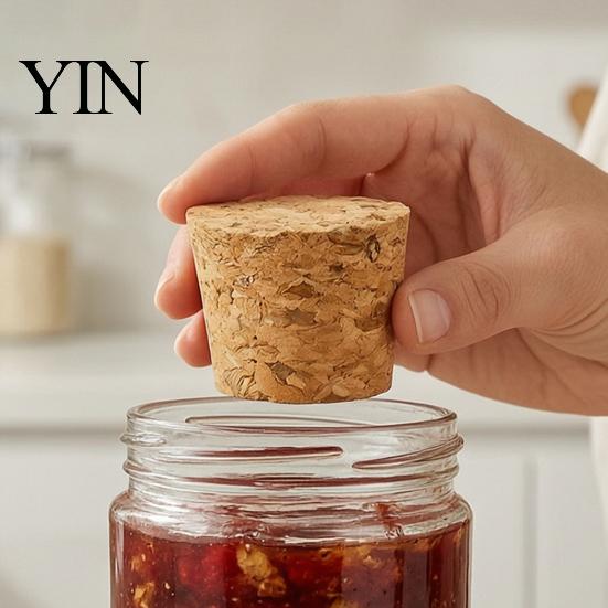 Reusable Cork Tapered Soft Wood Wine Cork, Leakproof Beer Bottle Stopper, Natural Wooden Lid for Glass Bottles Mason Jar, Kitchen Supplies Jar