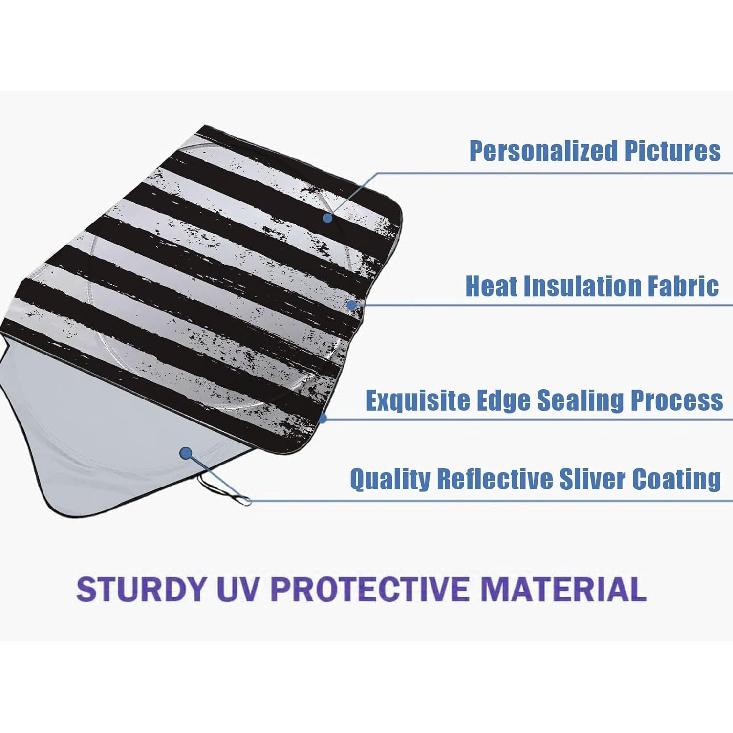 American Flag Car Windshield Sun Shade Foldable Sunshade Front Window Cover Sun Visor Protector Accessories (59X27.5 Inches)