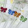 1Pc 8Mm Glass Straw, Reusable Drinking Straws Cute Butterfly Heat-Resistant Straw For Festival Party Wedding Cocktail Bar Beachs