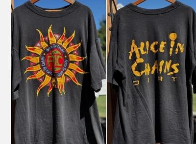 Alice In Chains Band 2 Seite Schwarz Kurzarm Remake Unisex T-Shirt S-5XL