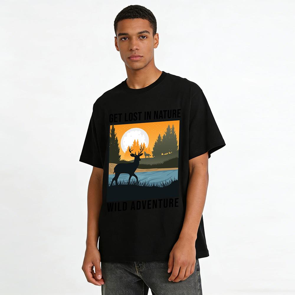 Get Lost In Nature Wild Adventure Graphic Casual Top Pure Cotton T-shirt