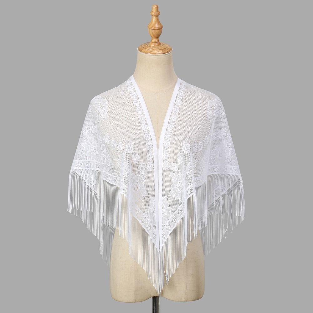 Hollow Women Shawl With Tassel Wedding Bridal Shawl Fashion Scarf Evening Prom Cape  for Party