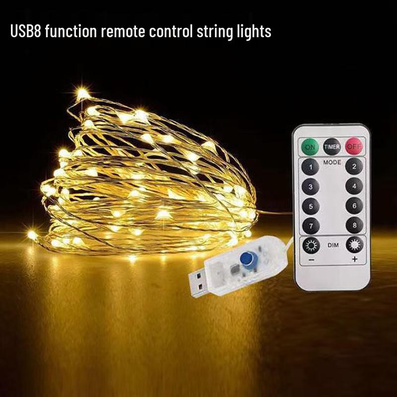 Dimmable USB Remote LED Fairy Lights - Copper Wire for Christmas, Holidays, Rooms, Outdoors, and Camping