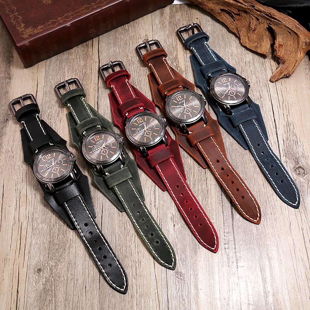 ZooooM Wide Antique Design Quartz Watch, Fashionable and Casual, Perfect Gift for Men and Women (Green) ZM-WATCH2-106-GR