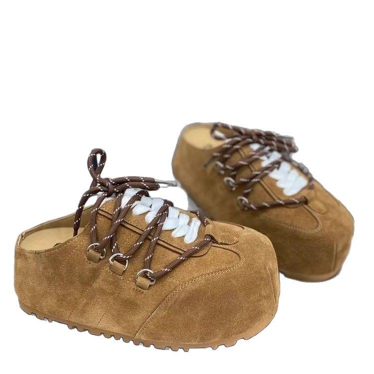Thick-soled Heightening Bag Head Slippers Women's 2025 Spring New High-end Versatile Fashion Boken Shoes Outer Slippers Casual