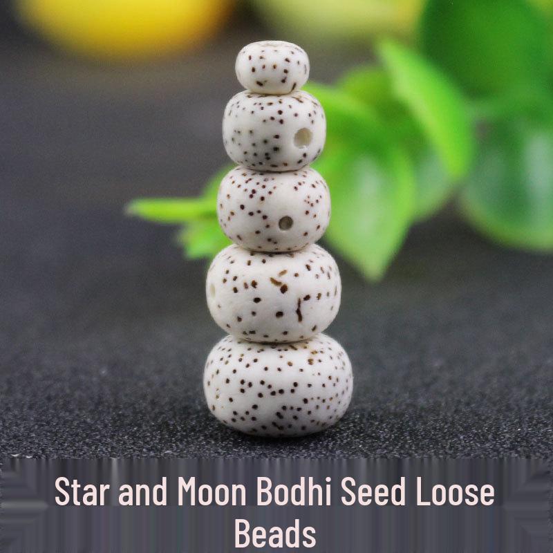 Star and Moon Bodhi Beads: Pure White High-Density 108 Bead Bracelet for DIY Prayer Accessories