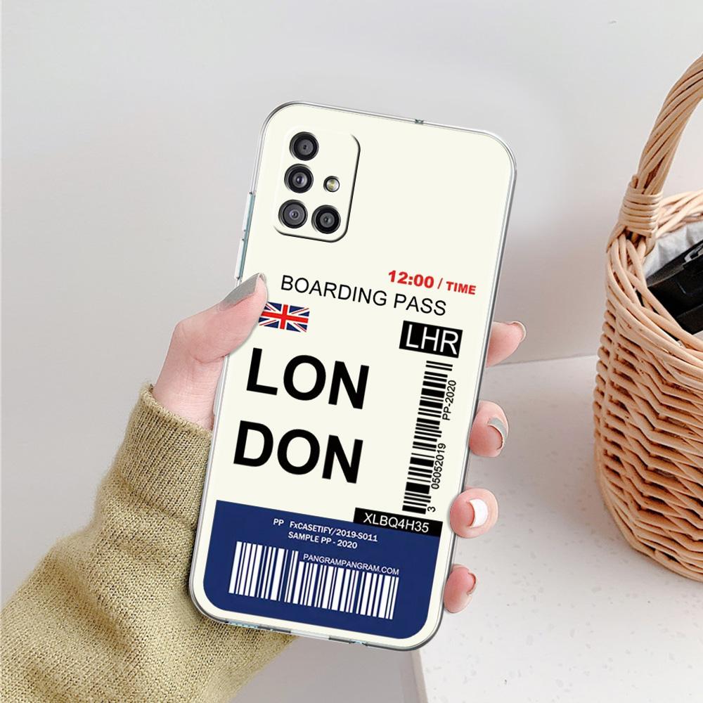 Case For Samsung A15 A13 A35 A55 A51 A71 A41 A31 A05 A17 A23 A25 A33 A53 A73 5G A07 4G Cover World City Travel Ticket New York