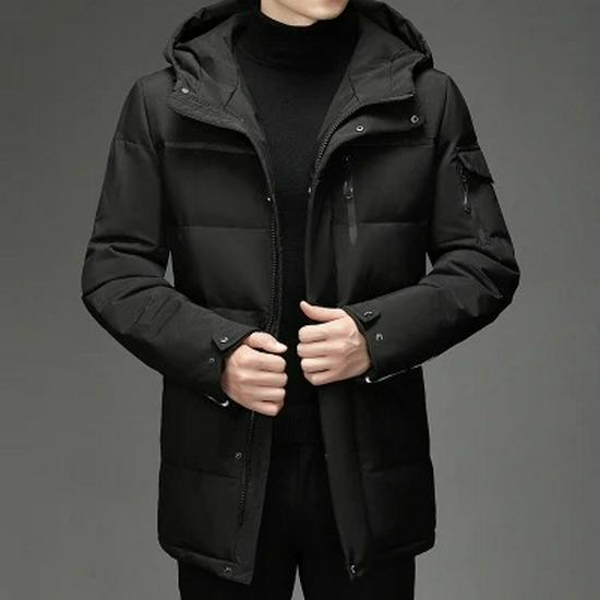 Men's Long Down Jacket - Thickened, Over-the-Knee, Outdoor Coat for Middle-Aged and Elderly