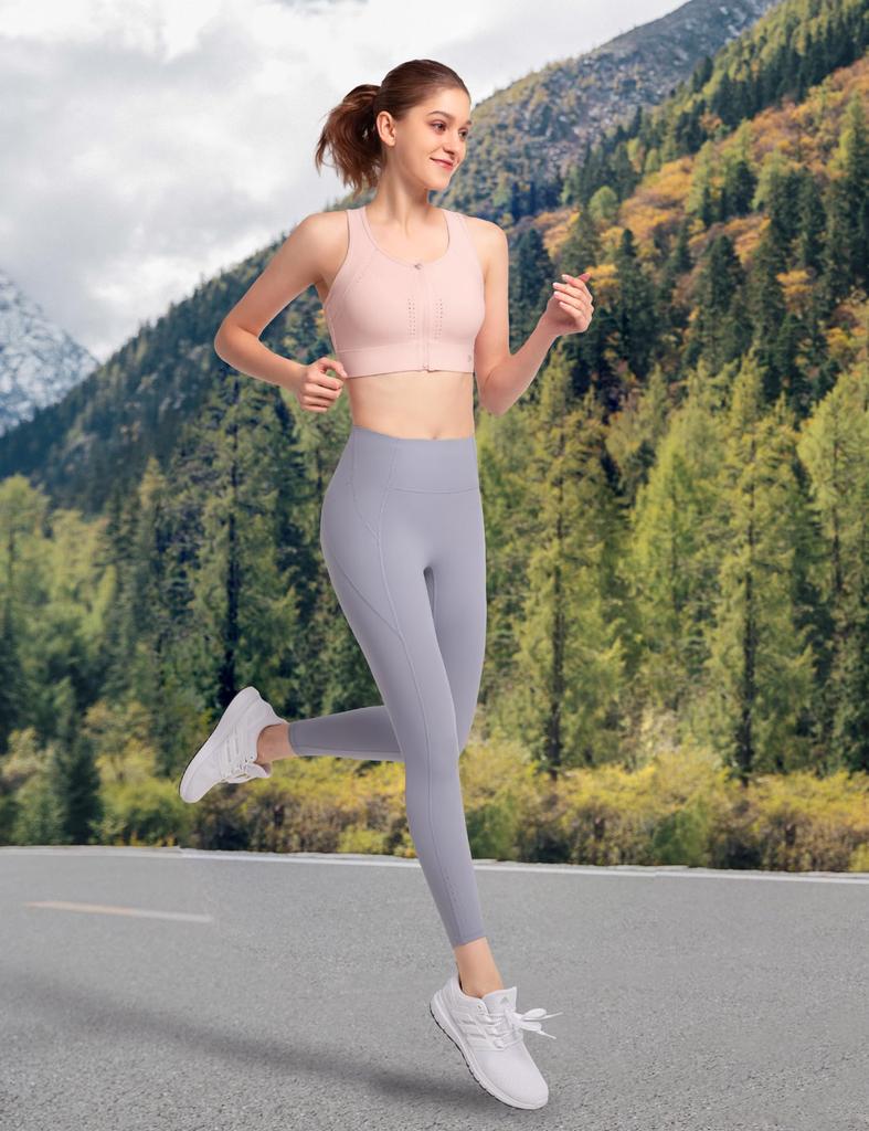 Yvette Sports High Integrated No High Size Pink Women's Bra, No-Slip, Front-Opening, Support, Racerback, Cup, Wire, Sides, Mesh, Sweat-Wicking,