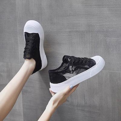 Mesh Daddy Shoes Girl 2025 Summer New Lace Mesh Shoes White Shoes Versatile Soft Sole Sports Casual Board Shoes