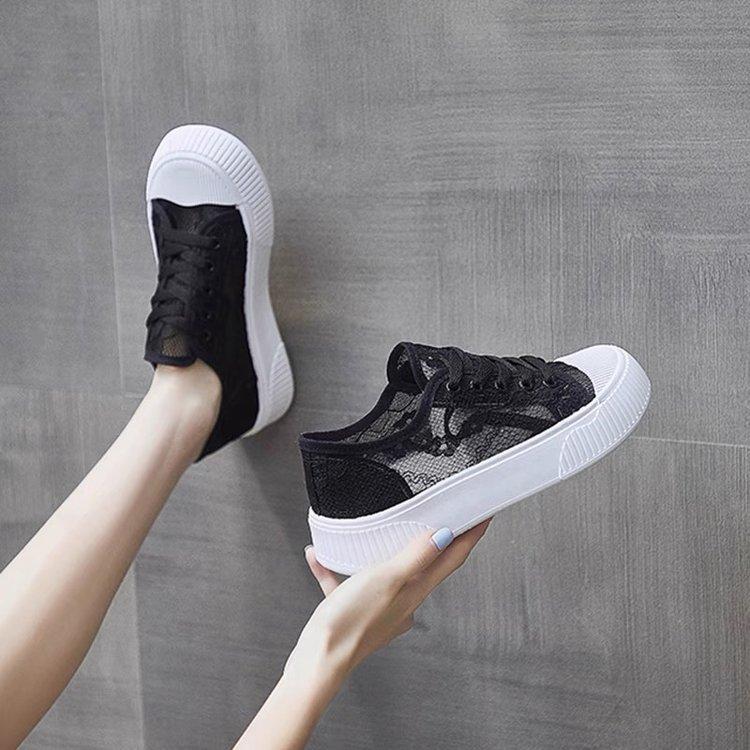 Mesh Daddy Shoes Girl 2025 Summer New Lace Mesh Shoes White Shoes Versatile Soft Sole Sports Casual Board Shoes
