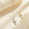 Zircon Cross Pendant Necklace for Women 925 Sterling Silver Collars Choker Christian Classic Chic Jewelry