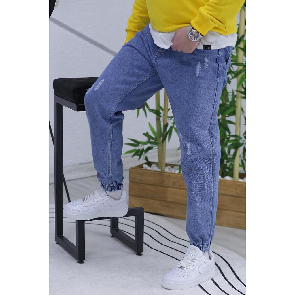 Men's Jeans With Elastic Cuffs, Boyfiren Jeans Pnt. 646