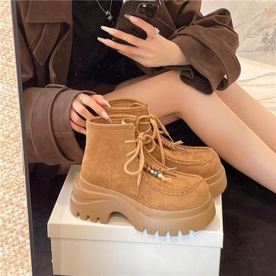 Fashion Versatile Platform Martin Boots Women's Autumn and Winter New Outer Wear Lace-up Casual Shoes