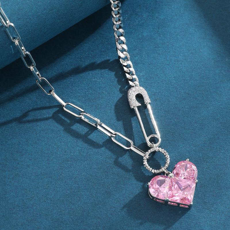 Elegant 2024 New Trendy Heart-shaped Necklace For Women With Mixed Gemstone Accents