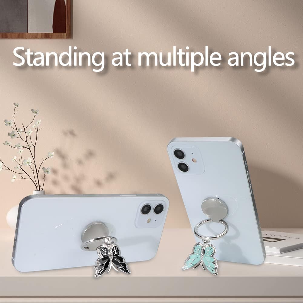 LSL Cute Butterfly Cell Phone Ring Holder 360°Rotation Metal Finger Stand Kickstand Universal Compatible with iPhone Samsung Galaxy LG Google Pixel