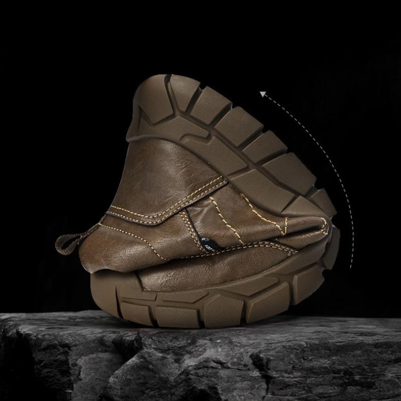Men's Leather Boots Handmade Outdoor Plush Ankle Boots for Men Casual Shoes Large Size Tooling Shoes
