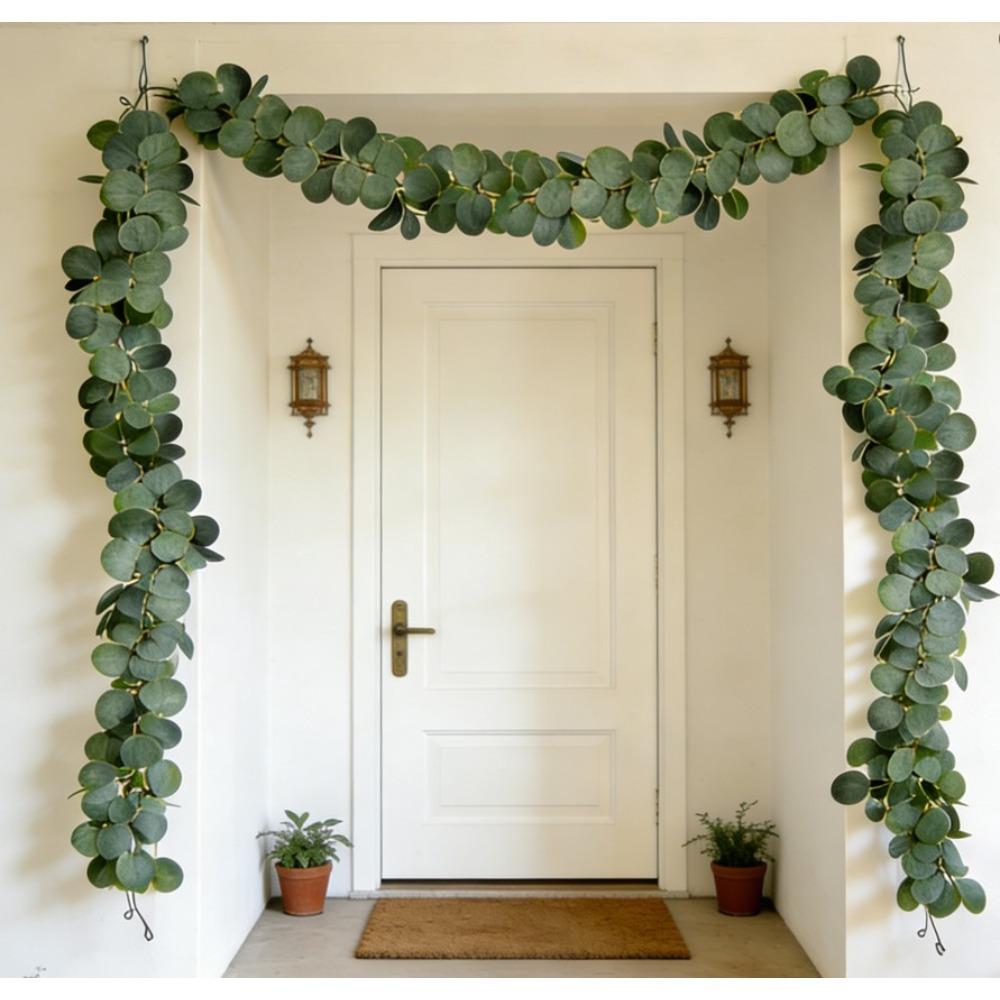 3PCS Artificial Eucalyptus Leaf Rattan Home Wall Hanging Decoration Artificial Green Plant Eucalyptus Leaves Spring Vines